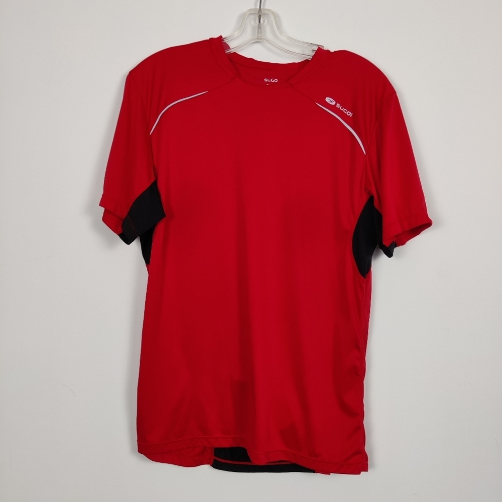 Sugoi Men's Cycling Jersey T-shirt in Red Black Size Large Performance Wear